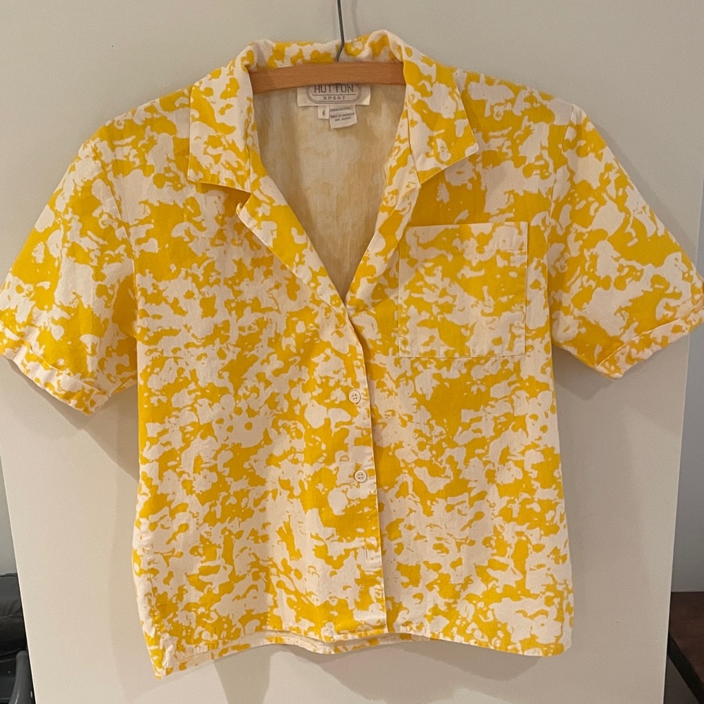 Vintage Yellow and White Button Down Shirt